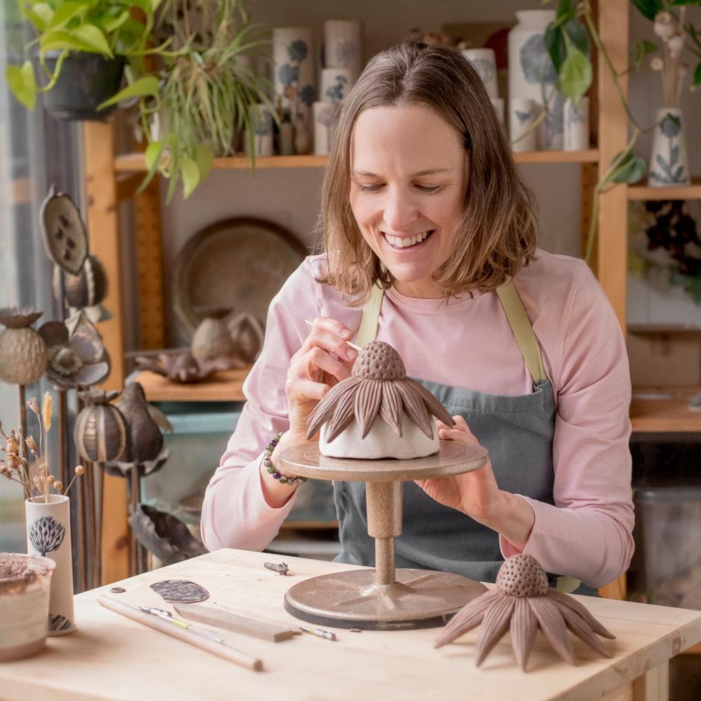 Garden Ornaments Trio B - Echinacea, Cow Parsley Bird Drinker and Poppy Seed Head