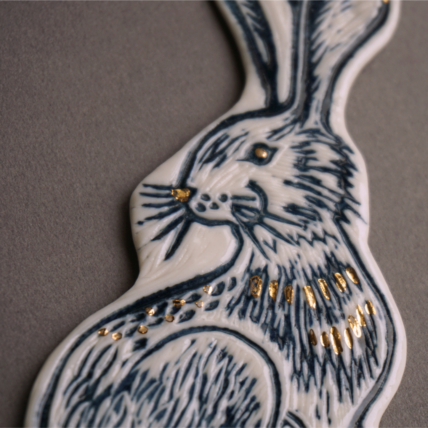 Hare with Gold Lustre Porcelain Hanging Decoration
