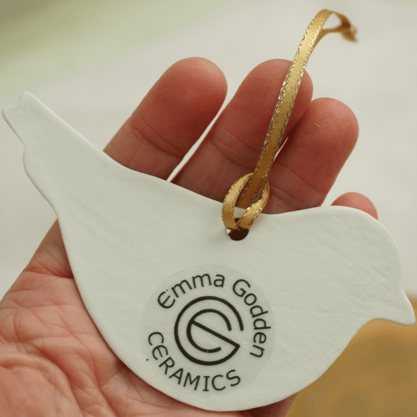 Sparrow with Gold Lustre Porcelain Hanging Bird Decoration