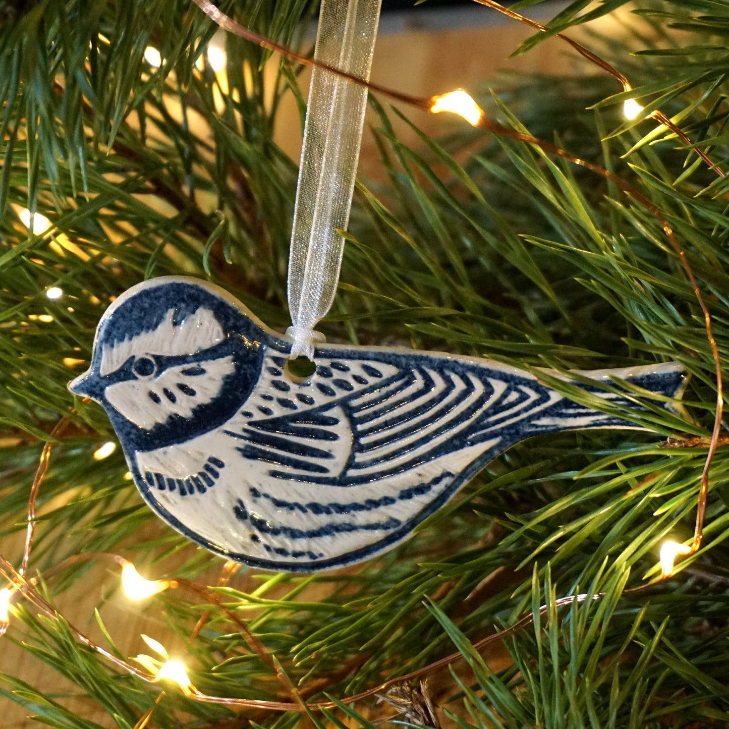 Blue Tit Ceramic Hanging Bird Decoration