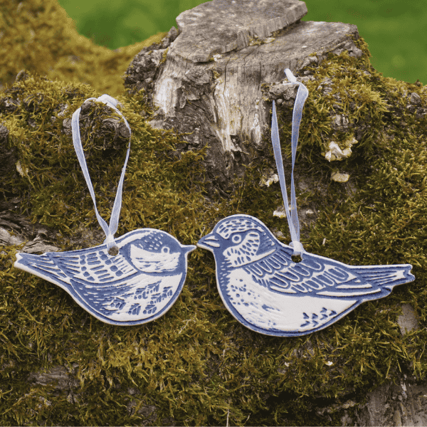 Coal Tit Ceramic Hanging Bird Decoration