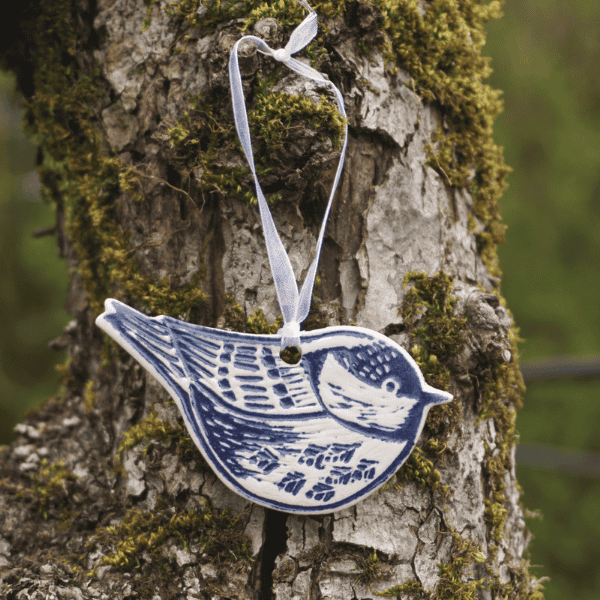 Coal Tit Ceramic Hanging Bird Decoration