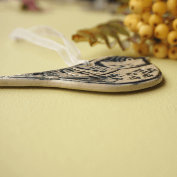 Coal Tit Ceramic Hanging Bird Decoration