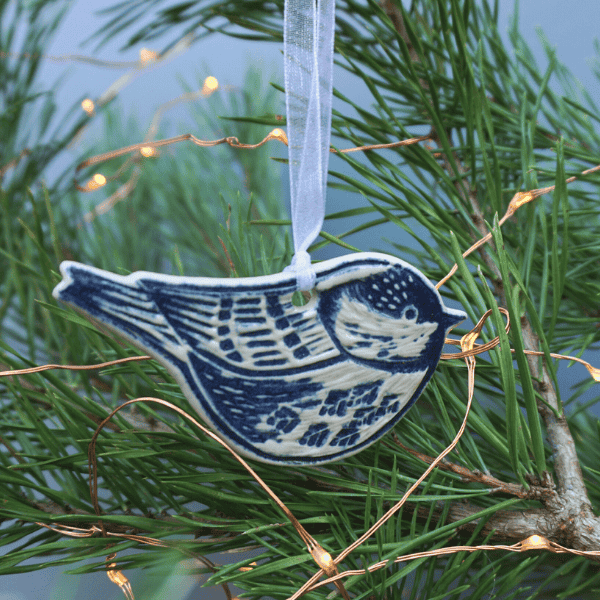 Coal Tit Ceramic Hanging Bird Decoration