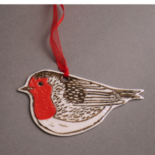 Robin Red Breast Porcelain Hanging Bird Decoration