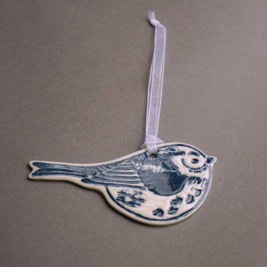 Long Tailed Tit Porcelain Hanging Bird Decoration