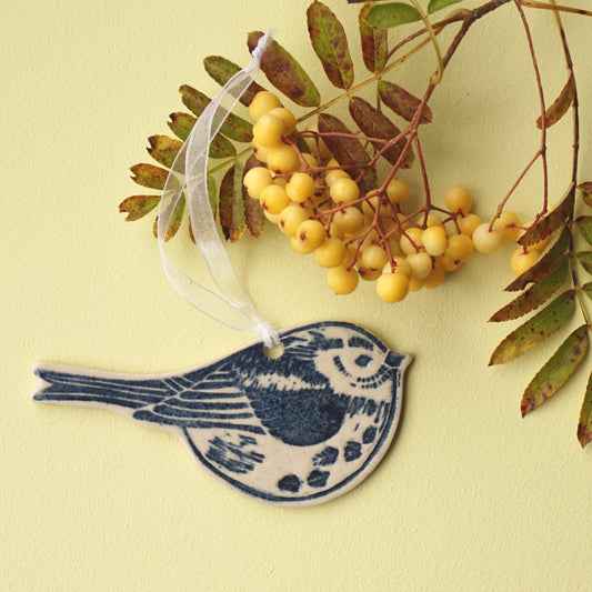 Long Tailed Tit Ceramic Hanging Bird Decoration