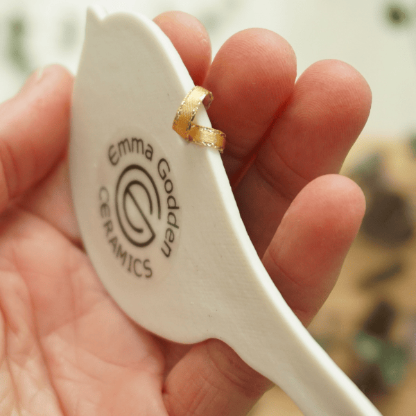 Long Tailed Tit Porcelain with Gold Lustre Hanging Bird Decoration