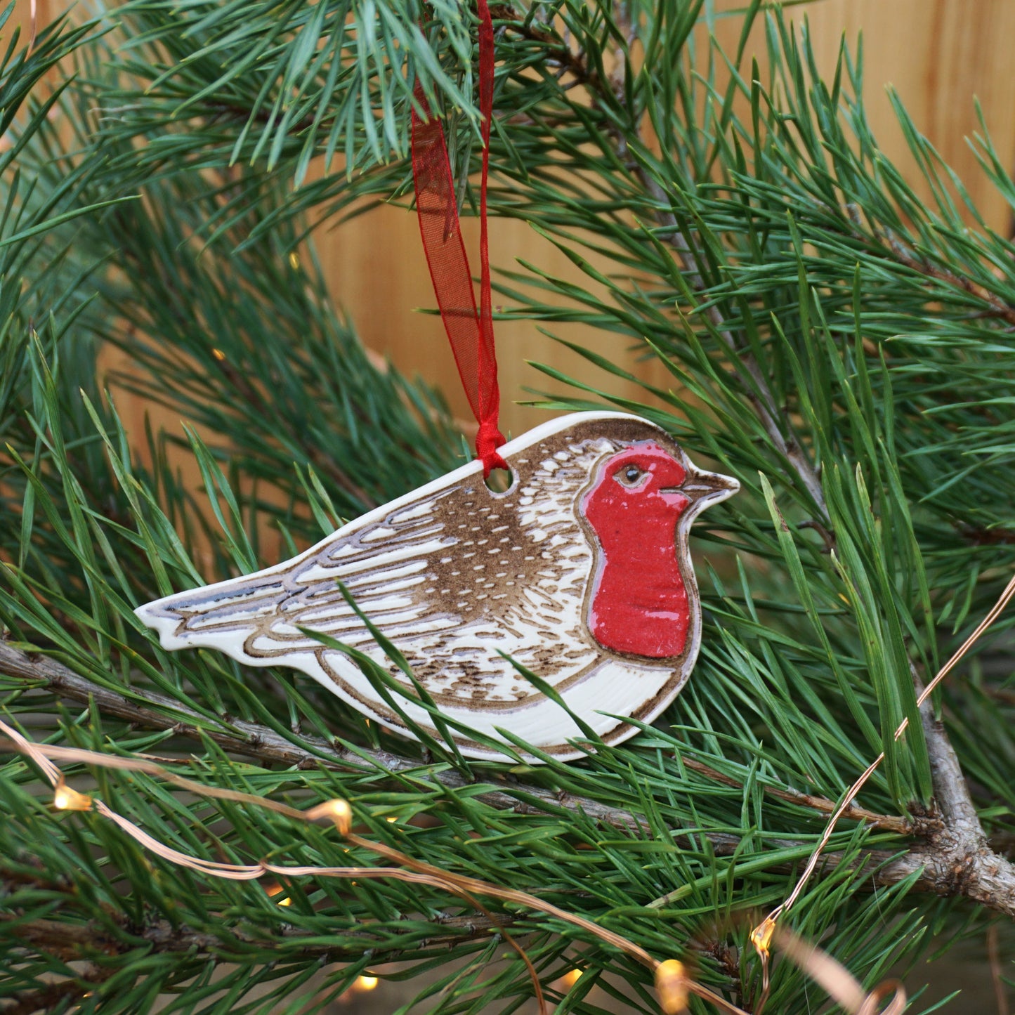 Robin Red Breast Ceramic Hanging Bird Decoration