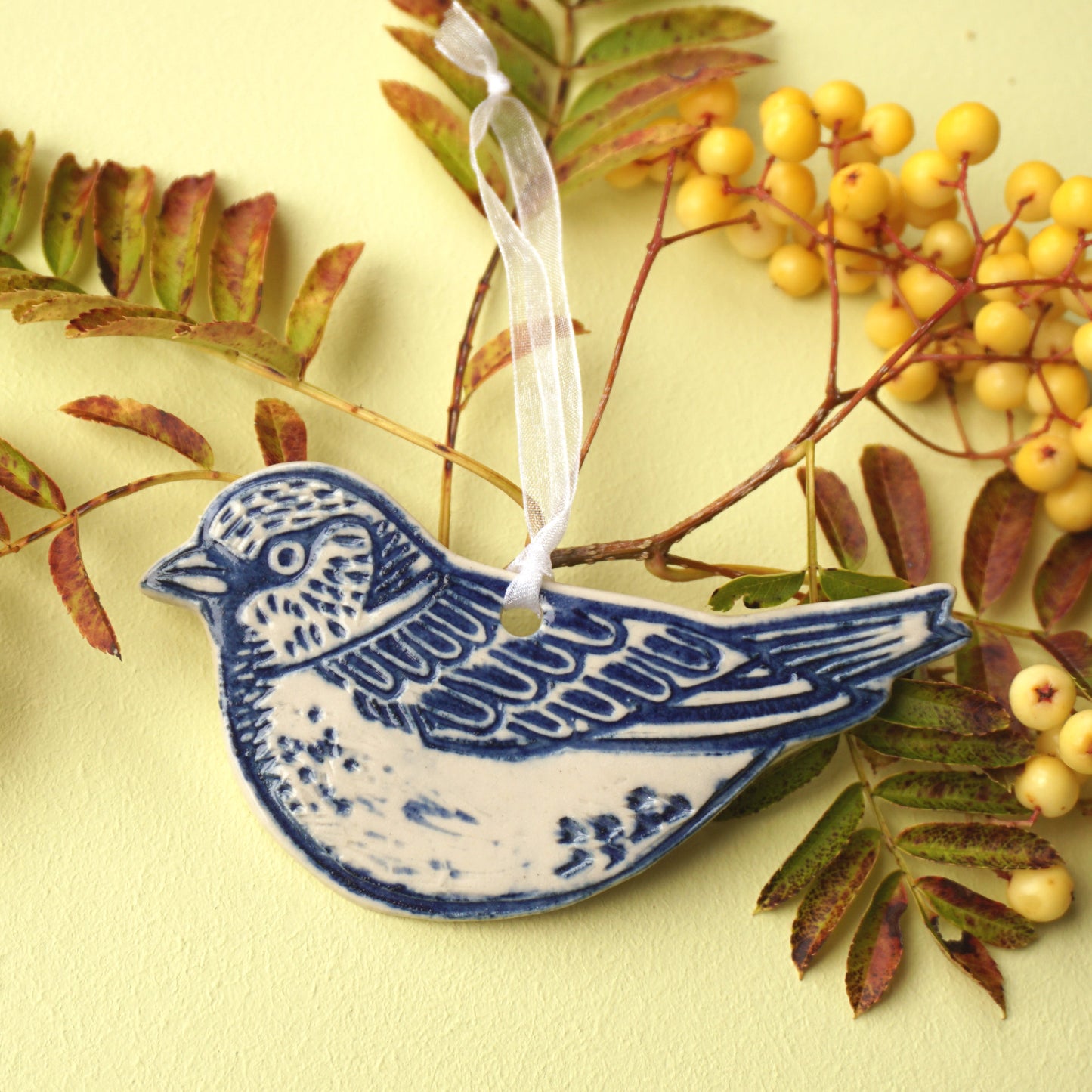 Sparrow Ceramic Hanging Bird Decoration